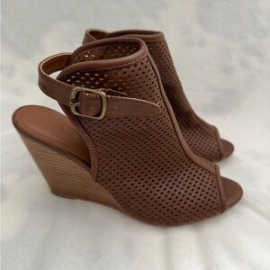 Charlotte Russe Brown Peep-Toe Wedges